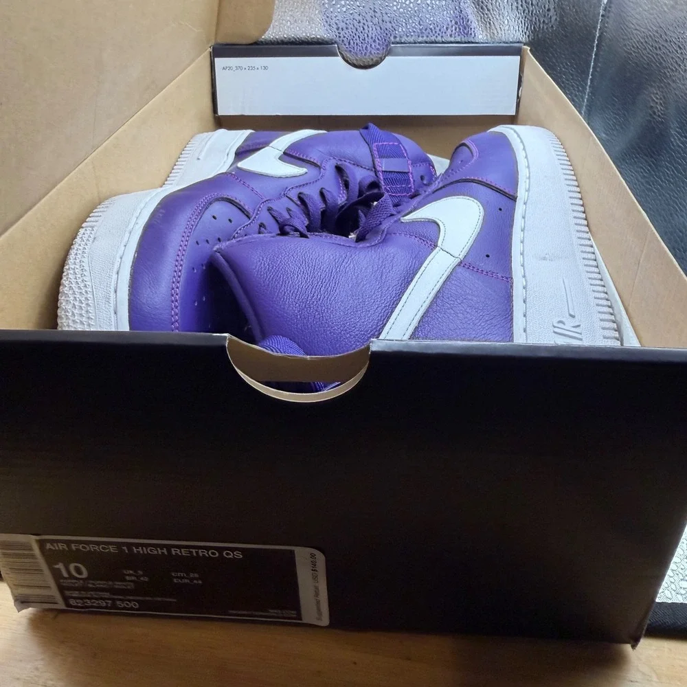 Size 10 Nike Air Force 1 High Sneaker Mens Purple Excellent 823297-500 AF1
